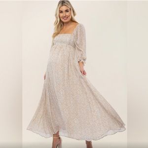 Pinkblush boho floral chiffon maxi dress nwt